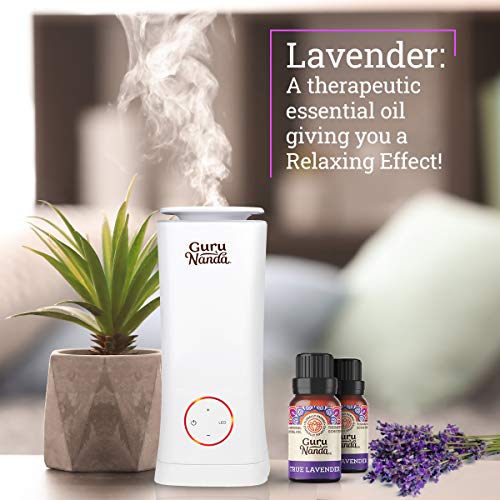 Gurunanda Lavender Essential Oil - 100% Pure Therapeutic-Grade, Undiluted Oil For Aromatherapy & Massage - Helps Relieve Stress & Promotes Calm Sleep - Premium Diffuser Oil (Pack Of 2 X 0.5 Fl Oz) #TOP1