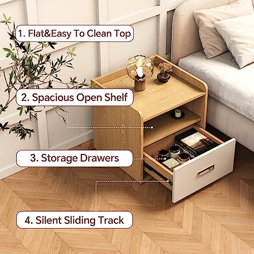 Vvsmriti Nightstand,Side Table Storage Cabinet With Drawers For Bedroom And Living Room - Farmhouse Design,Rustic Wood,Maple Color #TOP2