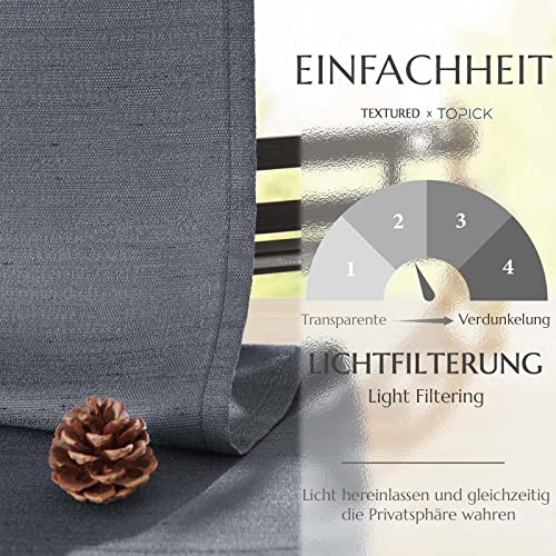 TOPICK Scheibengardinen Küchen Gardinen Blickdicht H90xB65 cm 2er Set Grau – Ansicht 4