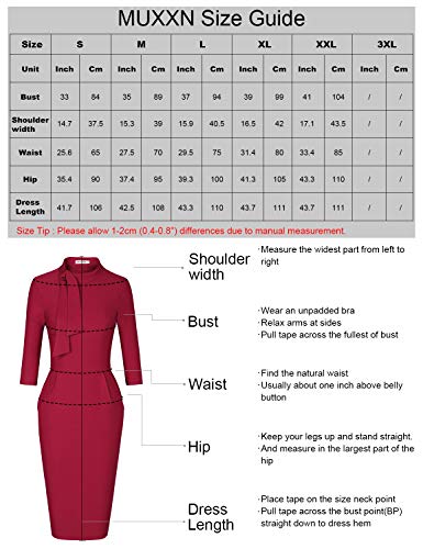 MUXXN Audrey Hepburn 60s Retro Pocket Empire Waist Special Occasion Party Dress (Navy Blue L) - Image 7