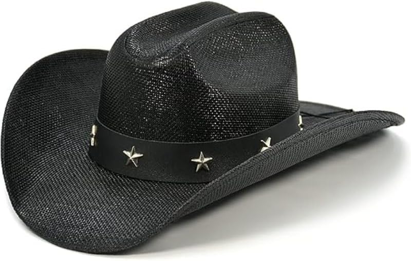 Western Cowboy Straw Hat Unisex Casual Holiday Hard Top Sun Protection Hat