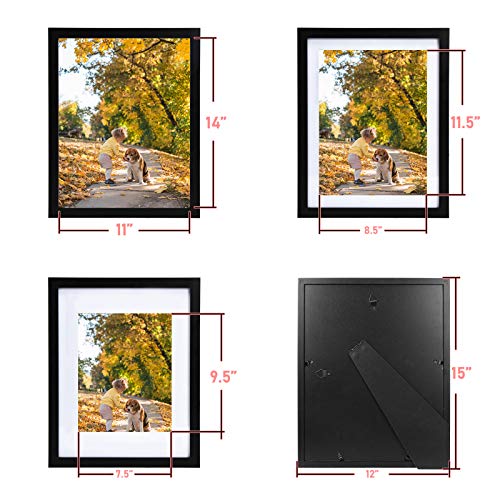 Beyond Your Thoughts 11"X14" Real Wood + Real Glass (Hang/Stand) Black Picture Photo Frame With Matted For 8"X10" Or 9"X12" Photo For Wall And Table Top-Mounting Hardware Included(1 Pack) #TOP1