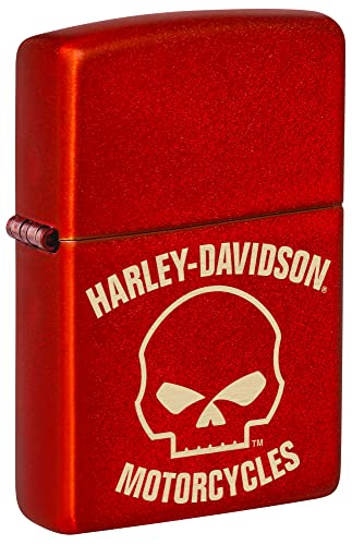 Zippo Harley-Davidson Laser Skull Metallic Red Pocket Lighter