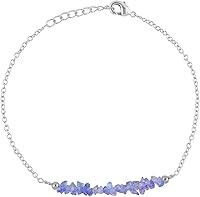Vista 50 de TGH Pulsera de barra de chips naturales, cristal curativo, pulsera de cuentas crudas chapada en plata, cadena ajustable de 7 + 1 pulgada, regalo