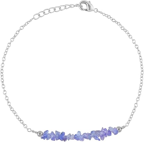 Miniatura 50 de TGH Pulsera de barra de chips naturales, cristal curativo, pulsera de cuentas crudas chapada en plata, cadena ajustable de 7 + 1 pulgada, regalo
