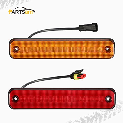 Partsam Led Side Marker Light Amber Red Led Turn Signal Lights Lamps 36-2835 Replacement For H2 2003 2004 2005 2006 2007 2008 2009 Front Rear Left Right Side 4Pcs/Set #TOP7