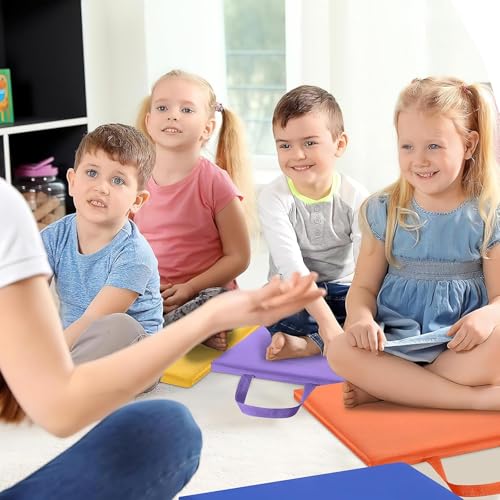 PQHIQ 12 Pack Floor Cushions for Kids, Floor Pillows for Sitting, Flexible Seating for Classroom Elementary, Rainbow Colors Carpet Squares for Office Tatami Daycare Yoga Meditation(30 x 30 x 2.5 cm) - Image 5