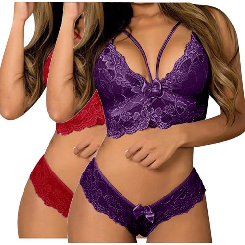 Zzalalana Sexy Cosplay Lingerie for Women Sex Naughty Kawaii School Girl Cat Girl Bunny Girl Maid Costume Sheer Mesh Slutty Babydoll Bodysuit Bow Lingerie Roleplay Outfits B252 Purple