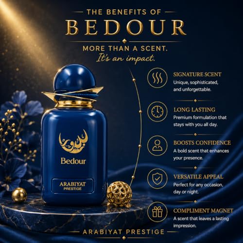 Image of Arabiyat Prestige Bedour EDP Perfume 100ml - for Women | Fruity Floral Fragrance with Bergamot, Red Fruits, Rose, Vanilla & Musk