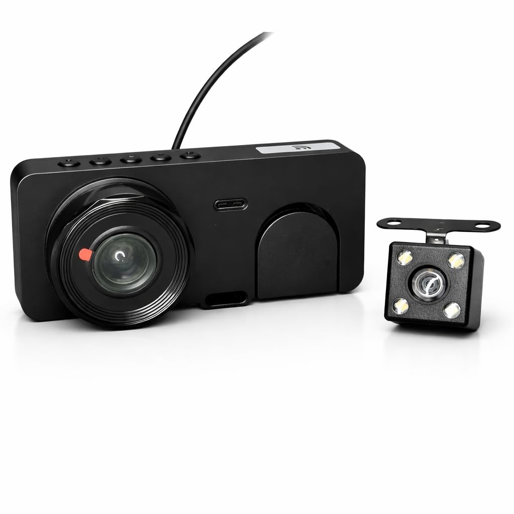 Murfi Triple Camera Dash Cam for Car | 1080P Full HD Dashboard Camera with Front, Cabin & Rear View | 170° Wide Angle | Night Vision | G-Sensor | Loop Recording | Parking Monitor