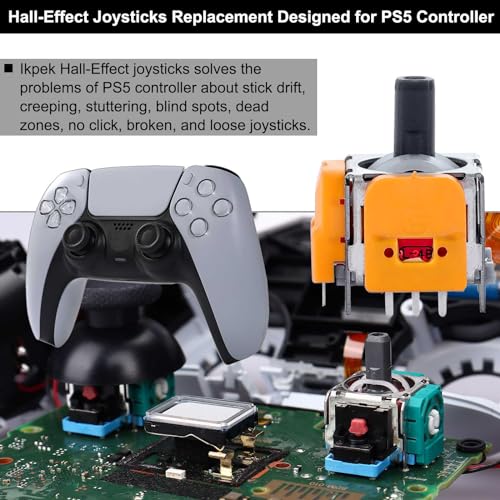 image for Ikpek 4pcs Hall-Effect Joysticks Replacement for DualSense PS5 Control