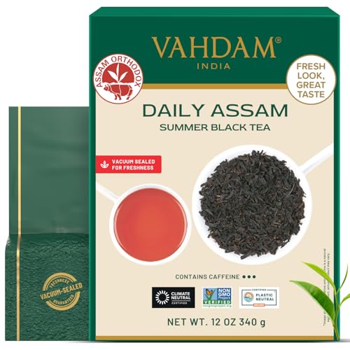 VAHDAM, Assam Black Tea Leaves (340g/12oz) 170+ Servings | High Caffeine, Non GMO, Gluten Free | STRONG, MALTY & RICH | Pure Unblended Single Origin Black Loose Leaf Tea | Vacuum Sealed