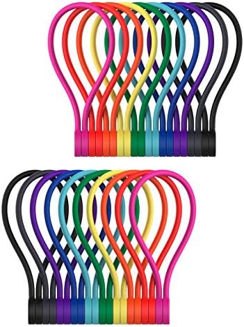 SMART&COOL Reusable Silicone Magnetic Cable Ties for Bundling and Organizing, Holding Stuff, Book Markers, Fridge Magnets, or Just for Fun, Assorted Color, 7.16'' (20-Pack, Multi)