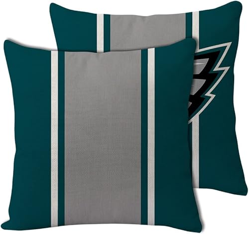 2 fundas de almohada estilo fútbol de 18 x 18 pulgadas, material de lino, decoración para el sofá del hogar de Filadelfia