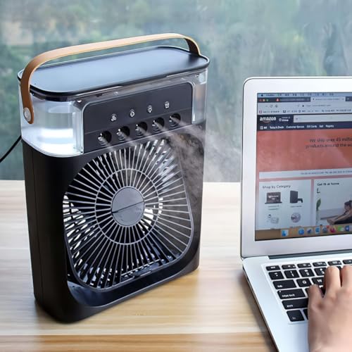 Miniatura 5 de Ventilador Klack Portatil Enfriador De Aire 4 En 1 - Ventilador, Humidificador, Aromaterapia Y Luz Led De Colores - Blanco