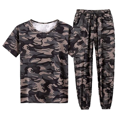 Ensemble t-shirt camouflage homme et pantalon cargo idéal pour la randonnée