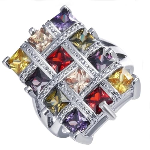 Bijoux accessoires tendance avec anneaux ring multicolores en strass zircon