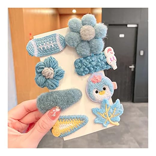 JIEERCUN 8st / Ange nya tjejer Söt tecknad plysch blomma hårnålar barn vackra hårklipp Barrettes frisyr mode hår tillbehör hair clips (Color : A)