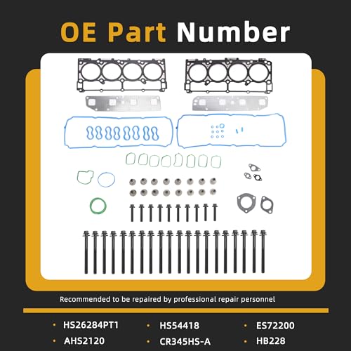 Image of Head Gasket Set with Bolts,5.7L HS26284PT-1 ES72200,for Dodge Charger Durango Magnum Ram 1500 /2500 /3500,for Jeep Commander Grand Cherokee,for Chrysler 300,03-08,5.7L V8 OHV Vin Code:D 2(87pcs)