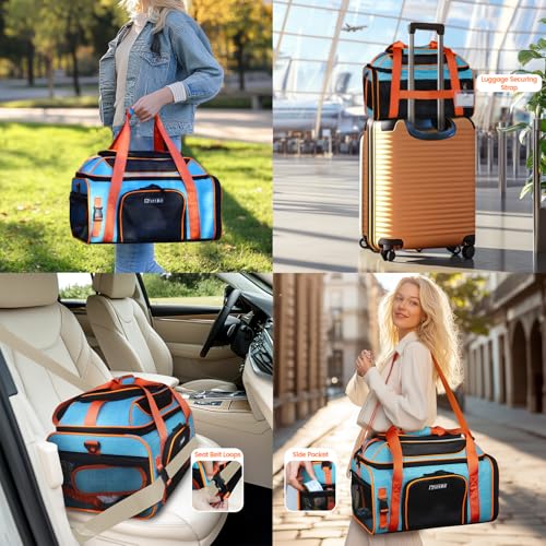 Image of Petskd Top-Expandable Pet Carrier 19x13x9 Inches for Southwest Allegiant Airlines Approved, Soft-Sided Carrier for Small Dog Under 15 lbs and Large Cat Under 20 lbs(Blue)