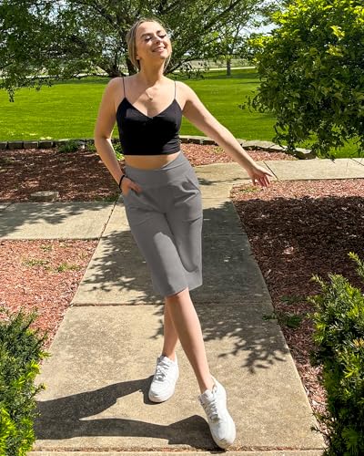 Image of G4Free Capri Pants for Women 14 inch Knee Length Wide Leg Yoga Capris Dressy Casual Summer Crop Pants with Pockets