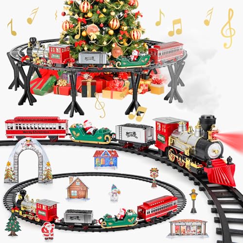 deAO Elektrische Zug Spielzeug, Weihnachtszug Eisenbahn Set Mit...