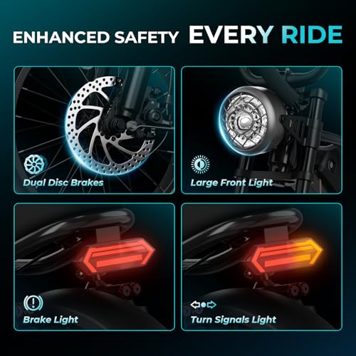 Image of Jasion YR16 Electric Bike for Adults Teens, 1000W Peak Motor & 48V 12.5AH Battery Electric Bicycle, 16 inch Fat Tire Dirt Bike with Dual Suspension & Cruise Control, 55 Miles EBike Fit Teenagers