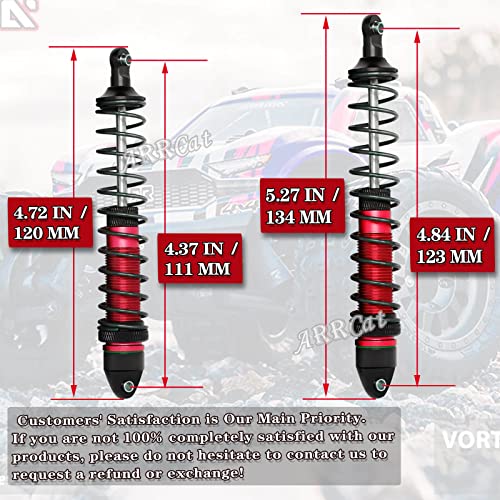4Pcs Front Rear Full Alloy Shocks For 1/10 Arrma Senton/Arrma Granite/Arrma Big Rock/Arrma Vorteks/Arrma Typhon 3S Blx 4X4,Arrcat Rc Upgrades Parts For Kraton Outcast 4S,Red,Replace #Ar330550 Ar330551 #TOP5
