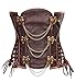 Bslingerie Gothic Punk Heavy Duty Brown Faux Leather Steel Boned Underbust Corset (XXL, Brown)