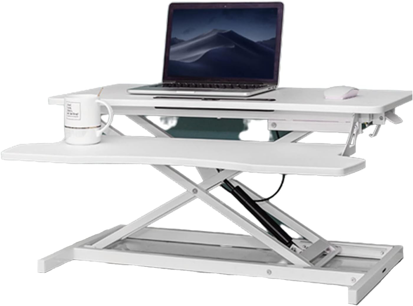 Height Adjustable Standing Table Computer Lifting Laptop Desk Converter Desk Lifting Legs 80 X 40 X 15 Cm (White) | Black Finish
