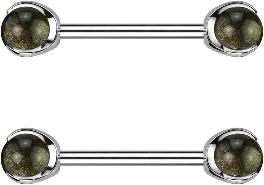 Pierced Owl 14G F136 Titanium Claw Set Natural Stone Nipple Barbell Pair