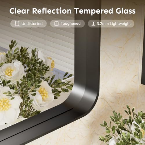 Image of 32 inchx24 inch Bathroom Vanity Mirror for Wall Aluminum Framed Farmhouse Rectangle