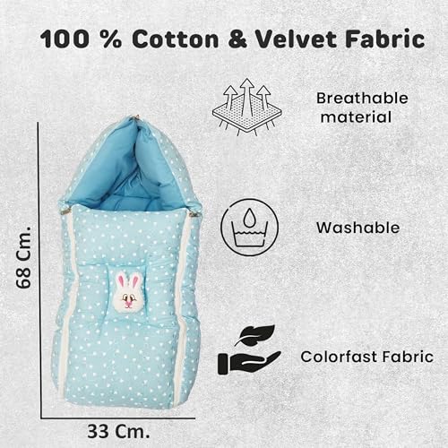 Image of VOIDROP Baby Sleeping Bag 3 in 1 for New Born Babies Baby Cotton Material Portable Travelling Bed for Infants Premium QULAITY Baby Breastfeeding Bed Green