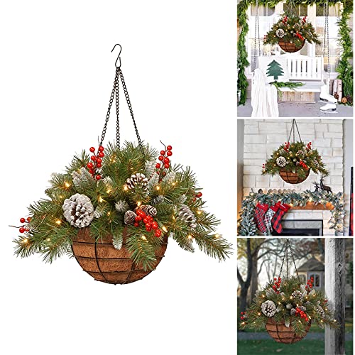 Kunstmatige kerst hangende mand, hangende plantenbak, ketting hangende mand plantenbak, bloemen hangende mand voor tuin festival versieren, rood