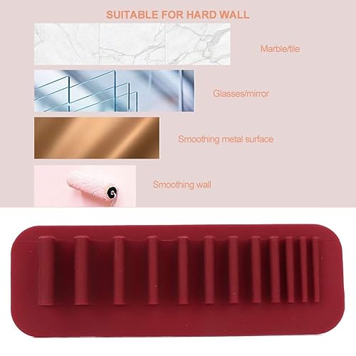Miniatura 7 de Organizador de brochas de maquillaje de 11 agujeros, organizador de silicona para cepillo de maquillaje montado en la pared, soporte organizador