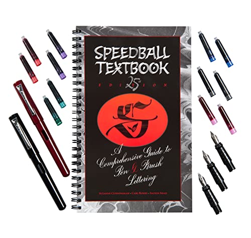 Speedball 002904 Calligraphy Deluxe Fountain Pen Set Pen Set - With 2 Pens, 3 Nibs, And 12 Assorted Ink Cartridges #TOP2