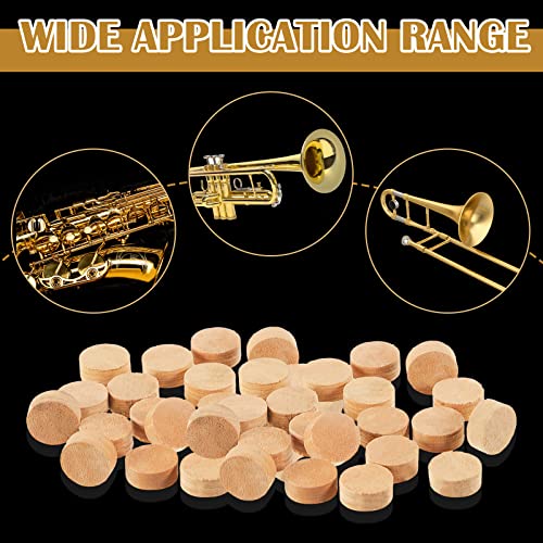 20 Pcs Trombone Spit Valve Cork Trumpet Repairing Cork Pads 9 x 4 mm Trumpet Trombone Water Key Pad Replacement with Storage Box for Musical Instrument Accessories Kit - Thumbnail 6