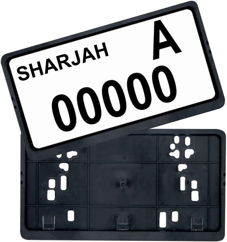 ROADPOWER Car Plate Number Holder Small- Black for Sharjah-Ajman-Abu Dhabi-Ras Al Khor-Umm Al Quwain (Pack of 2)