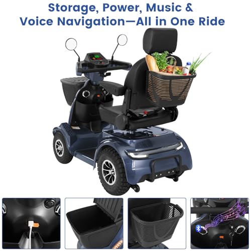 Image of 32Miles All-Terrain Heavy-Duty Mobility Scooter for Seniors &Adults | 1000W Power, Up to 15MPH, GPS tracker, 500LBS Load, Bluetooth Speaker, Full Suspension, 14 inch Tyres, No Assembly Needed