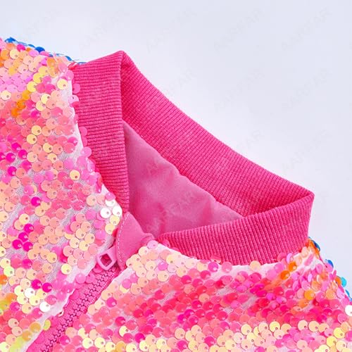 DINORMIN Zipper Coat for Girls Sequin Bomber Jacket Hip Hop Jazz Performance Tops Birthday Party Clothes3
