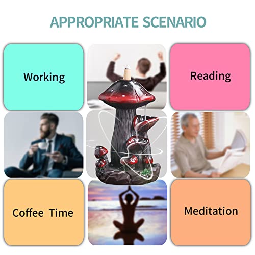 Yyw Cute Mushroom Incense Holder, Handmade Waterfall Backflow Incense Burner, Nature Theme Incense Burner, Home Decoration #TOP5