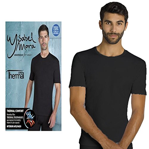 YSABEL MORA Camiseta Interior Térmica Manga Corta Hombre Retiene Calor Corporal Ideal Invierno Frío Primera Clase Interior Afelpado Composición 92% Poliéster 8% Elastano