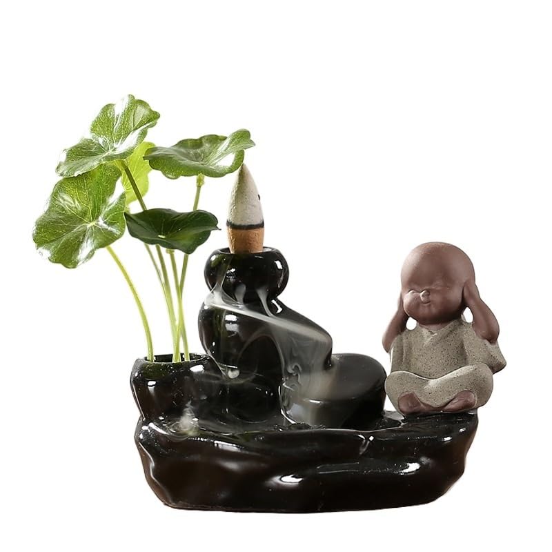 Portaincenso Bruciatore di incenso in Ceramica di riflusso del Piccolo Monaco Bruciatore di Legno di Sandalo Arredamento Creativo for la casa Bruciatore di Incenso(B)