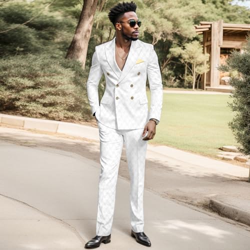 African Suit for Men Double Breasted Slim Fit Jackets and Trousers 2 Piece Set Business Suit Wedding2