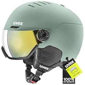 uvex Wanted Visor - robuster, stylischer, optimal belüfteter Skihelm mit beschlagfreiem Visier für Damen und Herren - Oxid Green matt - 54-58 cm