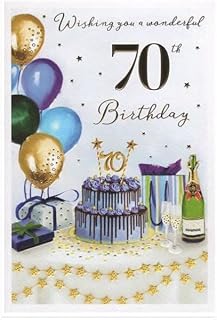 ICG Artistic Open Male "Happy 70th Birthday" Greeting Card - From The Essence Range - 70th Party - Embossed Gold Foil Finish