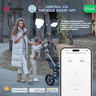 NOUS A7Z Prise Connectée ZigBee avec Suivi Énergie, 16A, Contrôle Vocal & via App, Programmation & Minuterie, Compatible Alexa, Google Home, Home Assistant, Tuya, Hub ZigBee Requis, 3 Pack