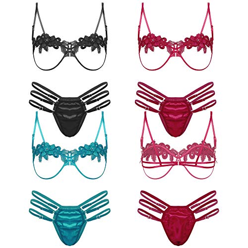 Ensemble de lingerie à lanières brodées : soutien-gorge réglable sexy