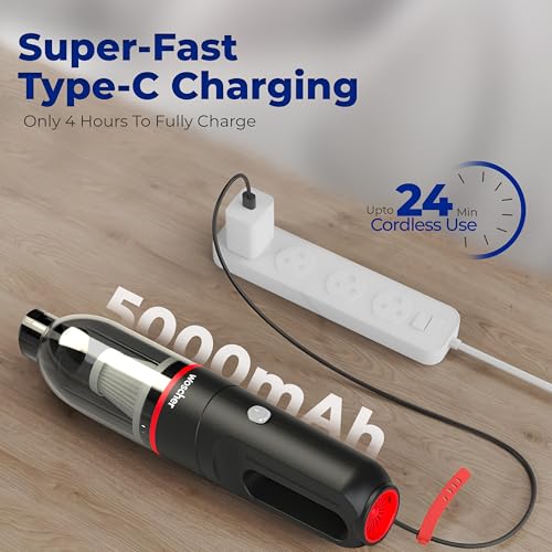 Image of WOSCHER Dustbuster Cordless 2-in-1 Vacuum Cleaner & Blower for Car & Home | 12000Pa Powerful Suction | 5000mAh Dual-Mode Battery | Portable Lightweight Rechargeable Handheld Cleaner