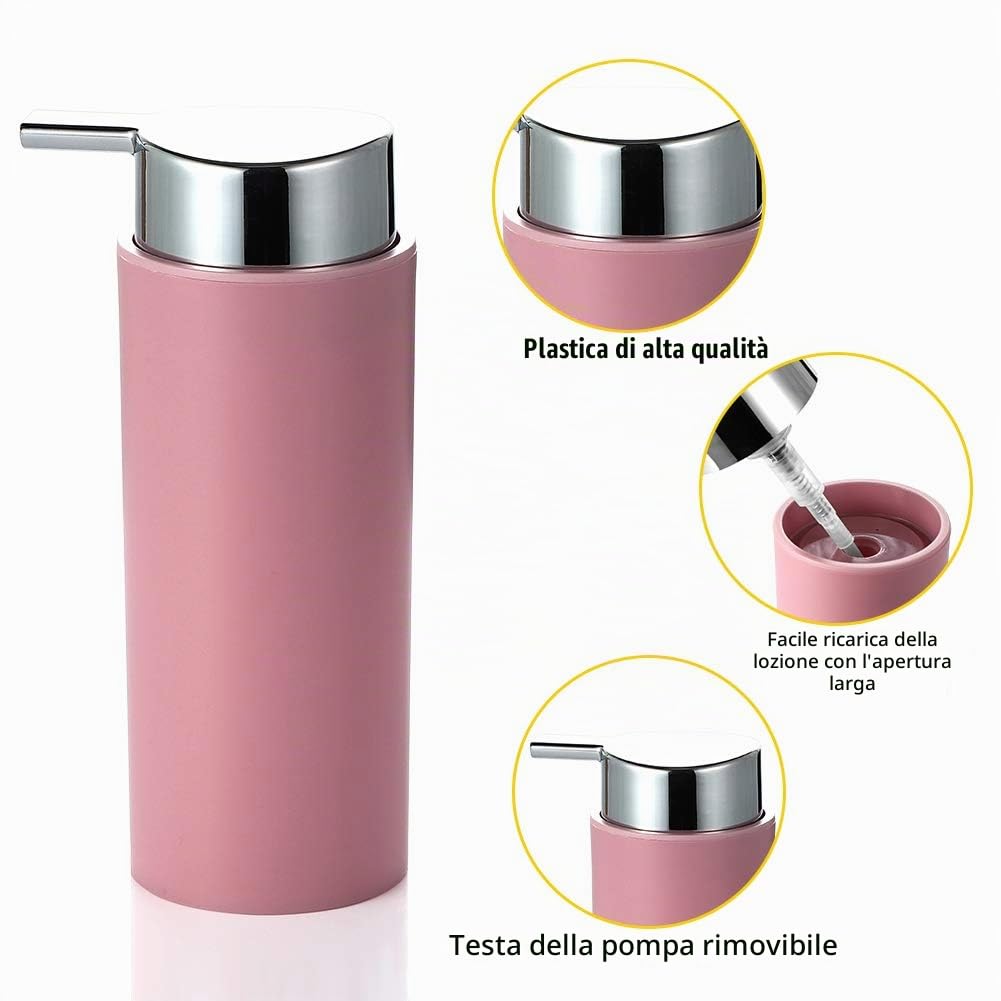 JOTOM Set di Accessori da Bagno Plastica da 6 Pezzi Set Bottiglia di Lozione da Bagno Tazza Spazzolino Portasapone Coppa del Dente(Rosa)